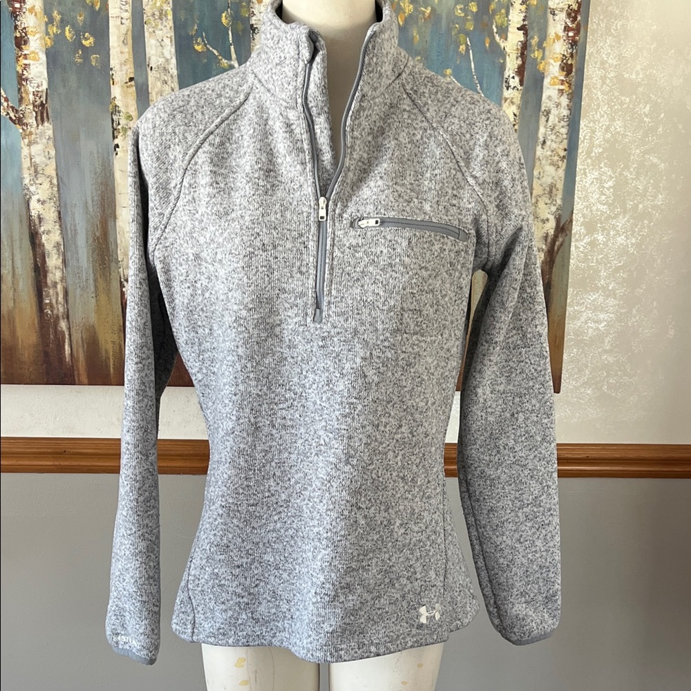 Under Armour 1/4 Zip Heather Gray and White Fleece